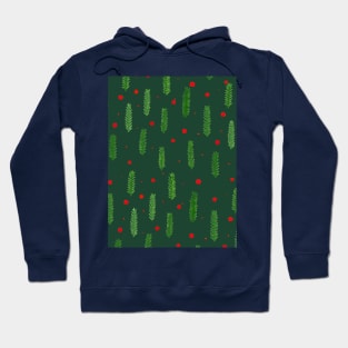 Christmas branches and dots - green Hoodie